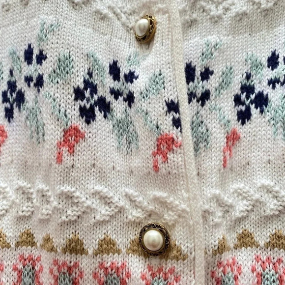 Vintage - Floral Pastel Cottagecore Pearl Button Cardigan - Picture 4 of 8
